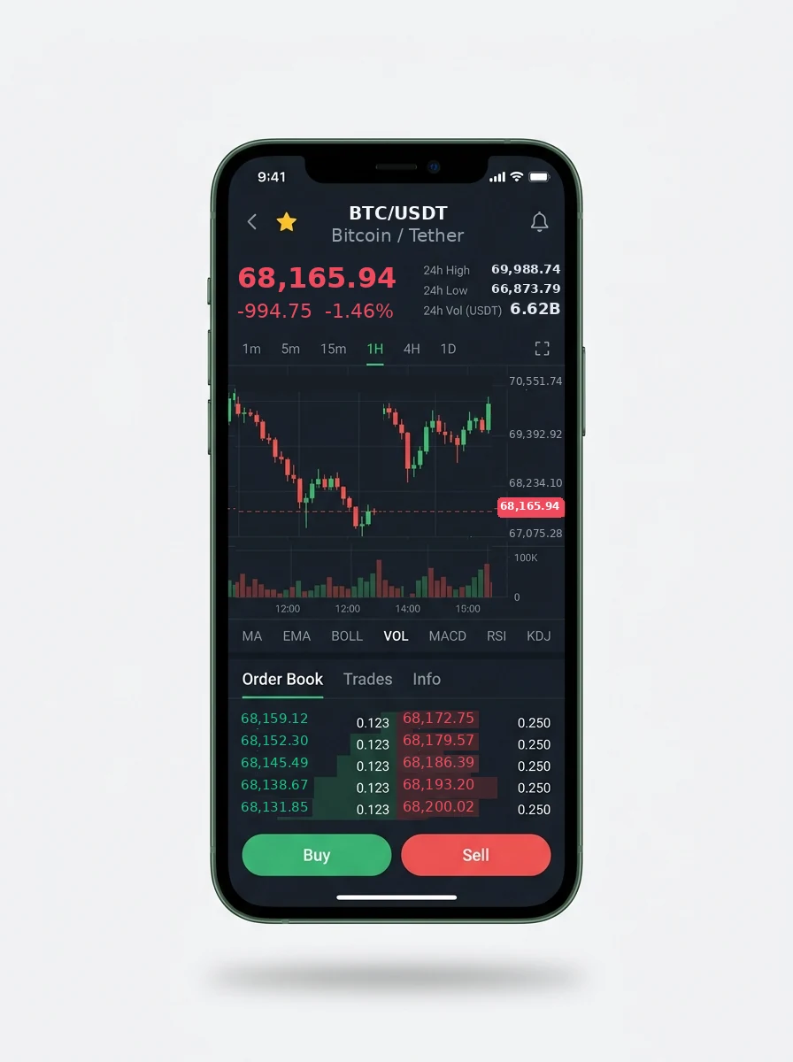 The same portfolio view on a phone screen